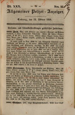 Allgemeiner Polizei-Anzeiger Samstag 23. Februar 1850