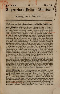 Allgemeiner Polizei-Anzeiger Mittwoch 6. März 1850