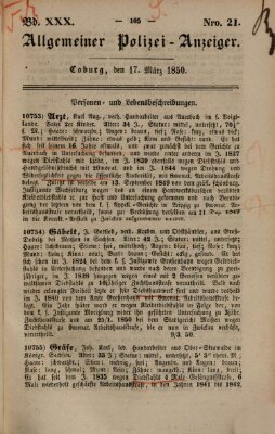 Allgemeiner Polizei-Anzeiger Sonntag 17. März 1850