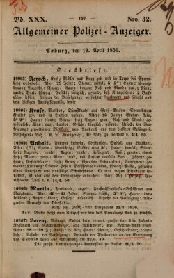 Allgemeiner Polizei-Anzeiger Freitag 19. April 1850