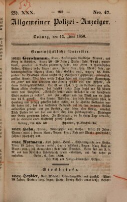 Allgemeiner Polizei-Anzeiger Donnerstag 13. Juni 1850