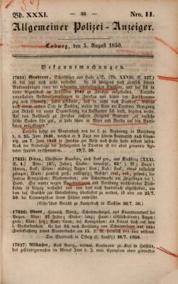 Allgemeiner Polizei-Anzeiger Montag 5. August 1850
