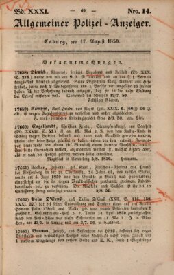 Allgemeiner Polizei-Anzeiger Samstag 17. August 1850