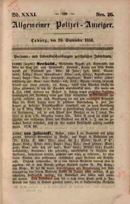 Allgemeiner Polizei-Anzeiger Samstag 28. September 1850
