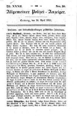 Allgemeiner Polizei-Anzeiger Donnerstag 10. April 1851