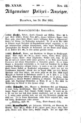 Allgemeiner Polizei-Anzeiger Samstag 24. Mai 1851