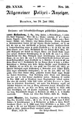Allgemeiner Polizei-Anzeiger Freitag 20. Juni 1851