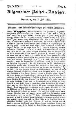 Allgemeiner Polizei-Anzeiger Mittwoch 2. Juli 1851