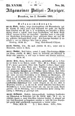Allgemeiner Polizei-Anzeiger Sonntag 2. November 1851