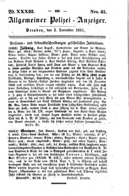 Allgemeiner Polizei-Anzeiger Mittwoch 3. Dezember 1851