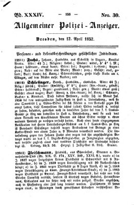 Allgemeiner Polizei-Anzeiger Montag 12. April 1852
