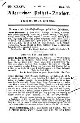 Allgemeiner Polizei-Anzeiger Freitag 30. April 1852