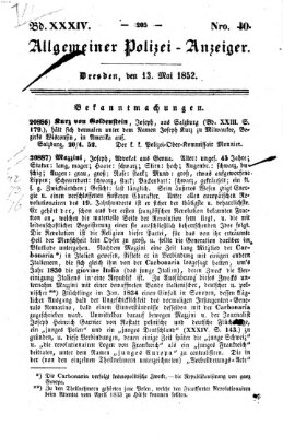 Allgemeiner Polizei-Anzeiger Donnerstag 13. Mai 1852