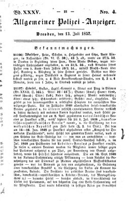 Allgemeiner Polizei-Anzeiger Dienstag 13. Juli 1852