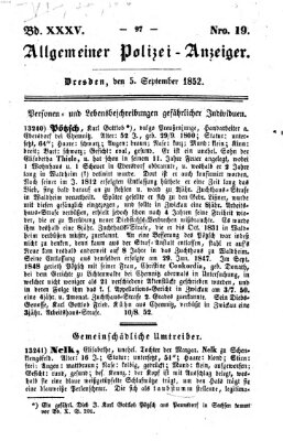 Allgemeiner Polizei-Anzeiger Sonntag 5. September 1852