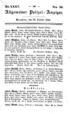 Allgemeiner Polizei-Anzeiger Dienstag 26. Oktober 1852