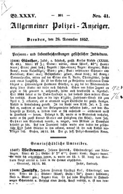 Allgemeiner Polizei-Anzeiger Sonntag 28. November 1852