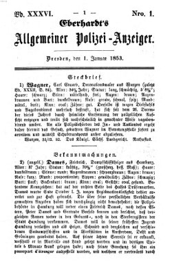 Eberhardt's allgemeiner Polizei-Anzeiger (Allgemeiner Polizei-Anzeiger) Samstag 1. Januar 1853