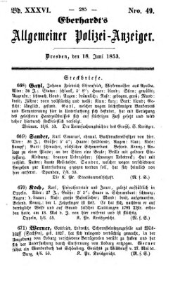 Eberhardt's allgemeiner Polizei-Anzeiger (Allgemeiner Polizei-Anzeiger) Samstag 18. Juni 1853