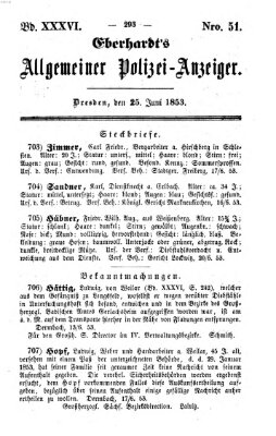 Eberhardt's allgemeiner Polizei-Anzeiger (Allgemeiner Polizei-Anzeiger) Samstag 25. Juni 1853