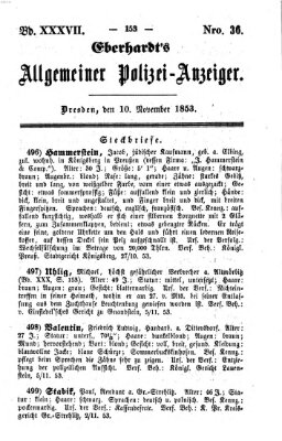 Eberhardt's allgemeiner Polizei-Anzeiger (Allgemeiner Polizei-Anzeiger) Donnerstag 10. November 1853