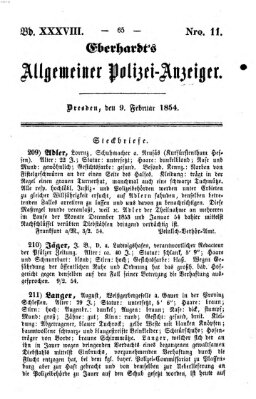 Eberhardt's allgemeiner Polizei-Anzeiger (Allgemeiner Polizei-Anzeiger) Donnerstag 9. Februar 1854