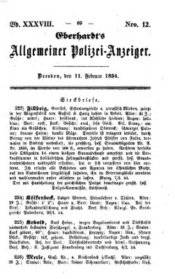 Eberhardt's allgemeiner Polizei-Anzeiger (Allgemeiner Polizei-Anzeiger) Samstag 11. Februar 1854