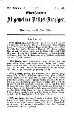 Eberhardt's allgemeiner Polizei-Anzeiger (Allgemeiner Polizei-Anzeiger) Mittwoch 21. Juni 1854