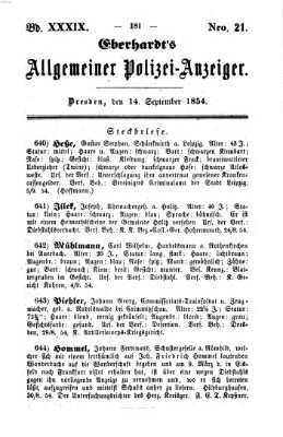 Eberhardt's allgemeiner Polizei-Anzeiger (Allgemeiner Polizei-Anzeiger) Donnerstag 14. September 1854