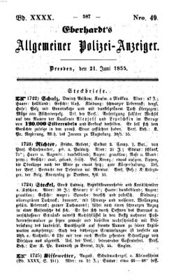 Eberhardt's allgemeiner Polizei-Anzeiger (Allgemeiner Polizei-Anzeiger) Donnerstag 21. Juni 1855