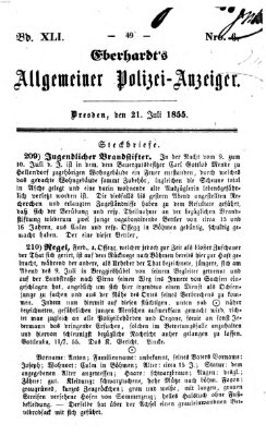Eberhardt's allgemeiner Polizei-Anzeiger (Allgemeiner Polizei-Anzeiger) Samstag 21. Juli 1855