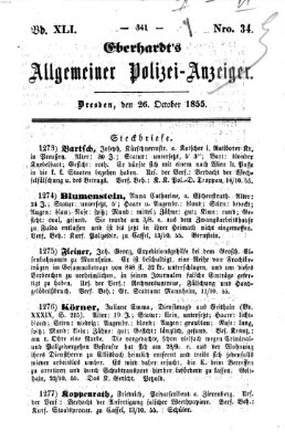 Eberhardt's allgemeiner Polizei-Anzeiger (Allgemeiner Polizei-Anzeiger) Freitag 26. Oktober 1855