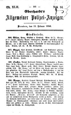 Eberhardt's allgemeiner Polizei-Anzeiger (Allgemeiner Polizei-Anzeiger) Freitag 15. Februar 1856