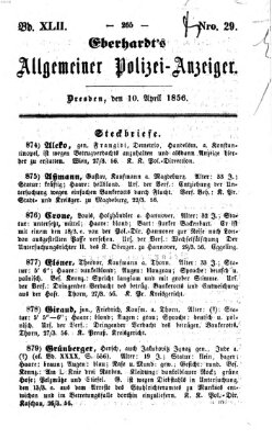 Eberhardt's allgemeiner Polizei-Anzeiger (Allgemeiner Polizei-Anzeiger) Donnerstag 10. April 1856