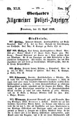 Eberhardt's allgemeiner Polizei-Anzeiger (Allgemeiner Polizei-Anzeiger) Freitag 11. April 1856