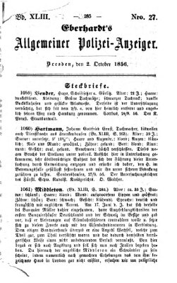 Eberhardt's allgemeiner Polizei-Anzeiger (Allgemeiner Polizei-Anzeiger) Donnerstag 2. Oktober 1856