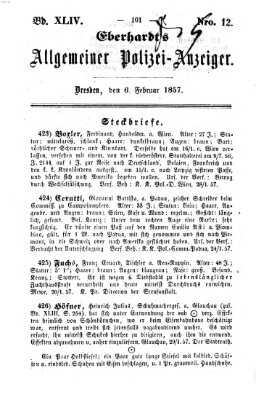Eberhardt's allgemeiner Polizei-Anzeiger (Allgemeiner Polizei-Anzeiger) Freitag 6. Februar 1857