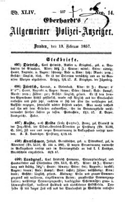 Eberhardt's allgemeiner Polizei-Anzeiger (Allgemeiner Polizei-Anzeiger) Freitag 13. Februar 1857