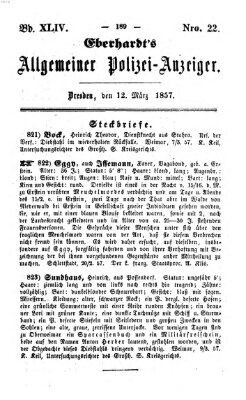 Eberhardt's allgemeiner Polizei-Anzeiger (Allgemeiner Polizei-Anzeiger) Donnerstag 12. März 1857
