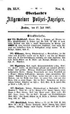 Eberhardt's allgemeiner Polizei-Anzeiger (Allgemeiner Polizei-Anzeiger) Freitag 17. Juli 1857