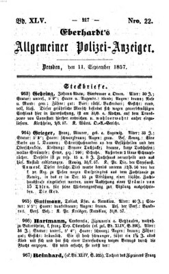 Eberhardt's allgemeiner Polizei-Anzeiger (Allgemeiner Polizei-Anzeiger) Freitag 11. September 1857
