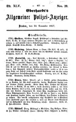 Eberhardt's allgemeiner Polizei-Anzeiger (Allgemeiner Polizei-Anzeiger) Donnerstag 12. November 1857