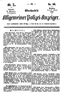 Eberhardt's allgemeiner Polizei-Anzeiger (Allgemeiner Polizei-Anzeiger) Freitag 8. Juni 1860