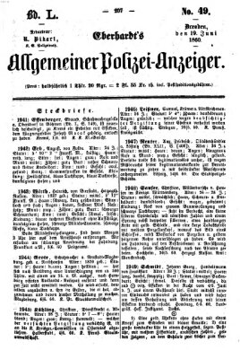 Eberhardt's allgemeiner Polizei-Anzeiger (Allgemeiner Polizei-Anzeiger) Dienstag 19. Juni 1860