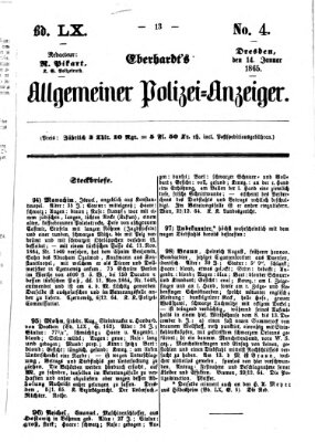 Eberhardt's allgemeiner Polizei-Anzeiger (Allgemeiner Polizei-Anzeiger) Samstag 14. Januar 1865