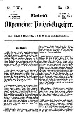 Eberhardt's allgemeiner Polizei-Anzeiger (Allgemeiner Polizei-Anzeiger) Samstag 27. Mai 1865