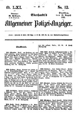 Eberhardt's allgemeiner Polizei-Anzeiger (Allgemeiner Polizei-Anzeiger) Samstag 12. August 1865