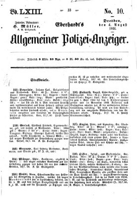 Eberhardt's allgemeiner Polizei-Anzeiger (Allgemeiner Polizei-Anzeiger) Samstag 4. August 1866