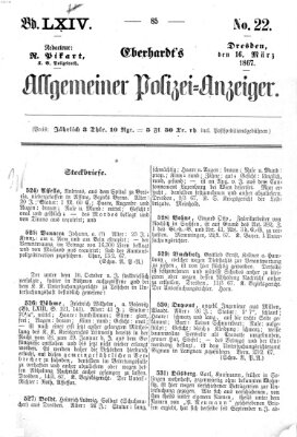 Eberhardt's allgemeiner Polizei-Anzeiger (Allgemeiner Polizei-Anzeiger) Samstag 16. März 1867