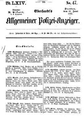 Eberhardt's allgemeiner Polizei-Anzeiger (Allgemeiner Polizei-Anzeiger) Mittwoch 12. Juni 1867
